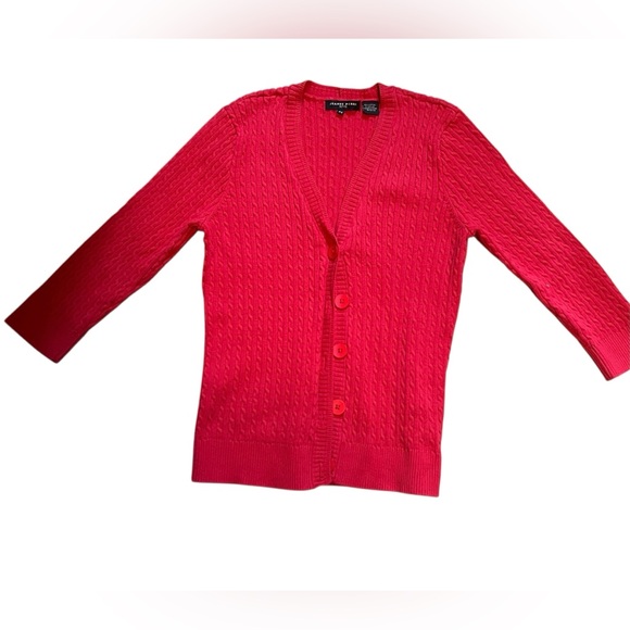 JEANNE PIERRE red Cardigan - Picture 1 of 3